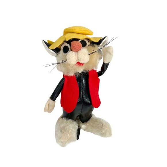 RARE Vintage Japanese 1960's A Lovable Woolkin Hillbilly Cat Stuffed Animal - Picture 1 of 8